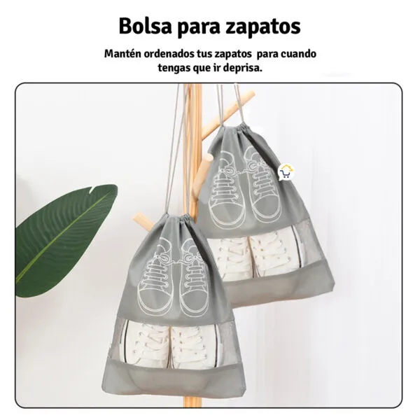 Set x4 Bolsa almacenamiento zapatos organizador anti-polvo, con compartimentos transparentes para ver el contenido.