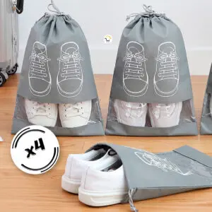 Set x4 bolsa para zapatos anti-polvo, organizador de almacenamiento con ventana transparente y diseño de zapatillas.