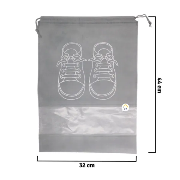 Bolsas organizadoras de zapatos anti-polvo, set x4, grises con diseño de zapatillas.
