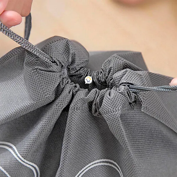 Bolsas de almacenamiento para zapatos, organizadores anti-polvo con cordón gris.