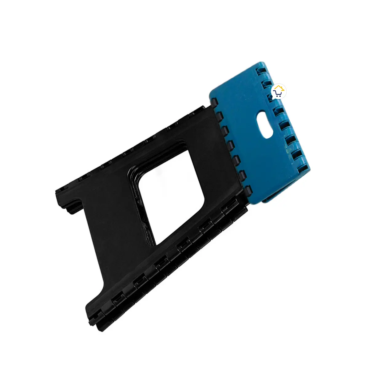 Silla plegable portátil azul y negra, taburete de camping liviano resistente 150 kg.