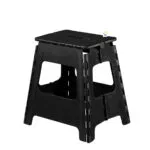 Taburete plegable negro portátil para camping, cómodo y liviano, soporta 150Kg.