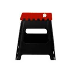 Silla plegable roja y negra portátil, taburete de camping, resistente, liviana, 150kg.