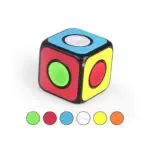 Cubo mágico 02 Qytoys, cubo Rubik rápido con caras roja, azul, amarilla y círculos de colores.