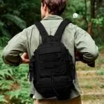 Morral táctico militar negro 2 en 1, mochila cruzada de 36L para senderismo.