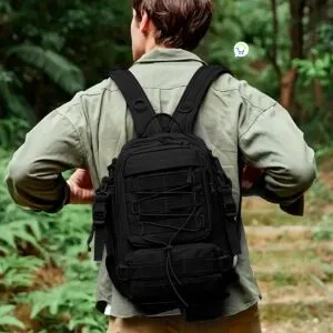Morral táctico militar negro 2 en 1, mochila cruzada de 36L para senderismo.