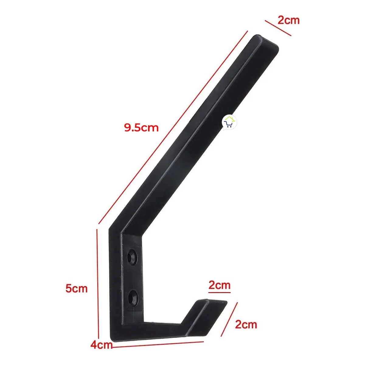 Set x2 soportes para casco de moto negros, uno mide 9.5cm, ideales para pared.