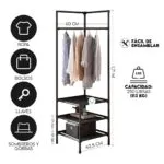 Organizador esquinero 3 niveles para ropa, bolsos, llaves y sombreros. Ahorra espacio.