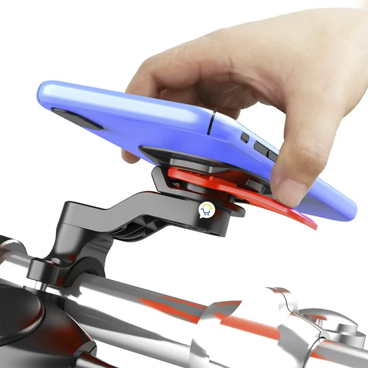 Soporte celular universal para bicicleta o moto, sujeción segura y estable.