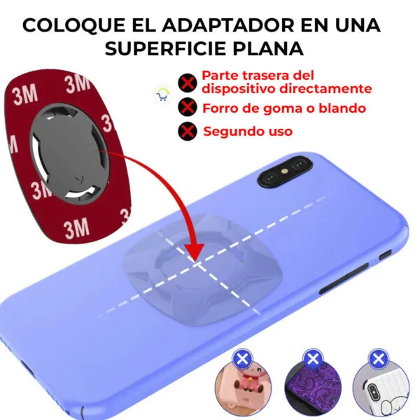 Soporte celular universal 3M para bicicleta/moto en superficie plana, adhesivo de calidad.