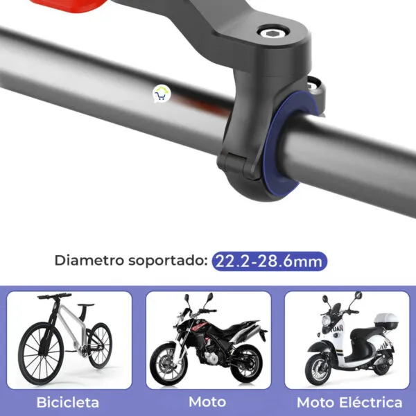 Soporte universal para celular en manubrio de bicicleta, moto y moto eléctrica.