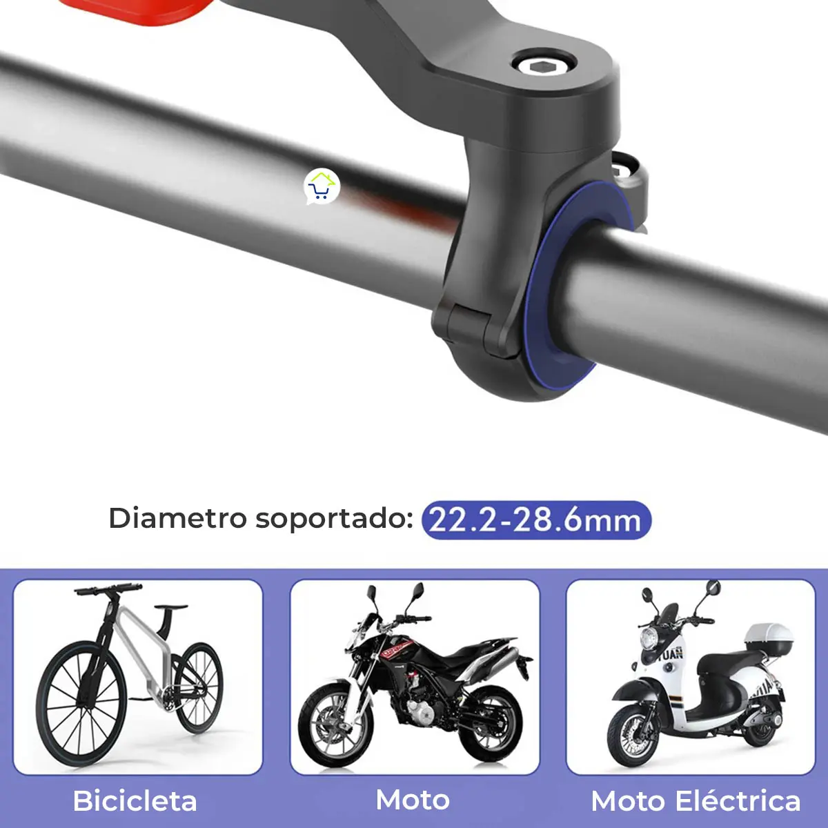 Soporte universal para celular en manubrio de bicicleta, moto y moto eléctrica.