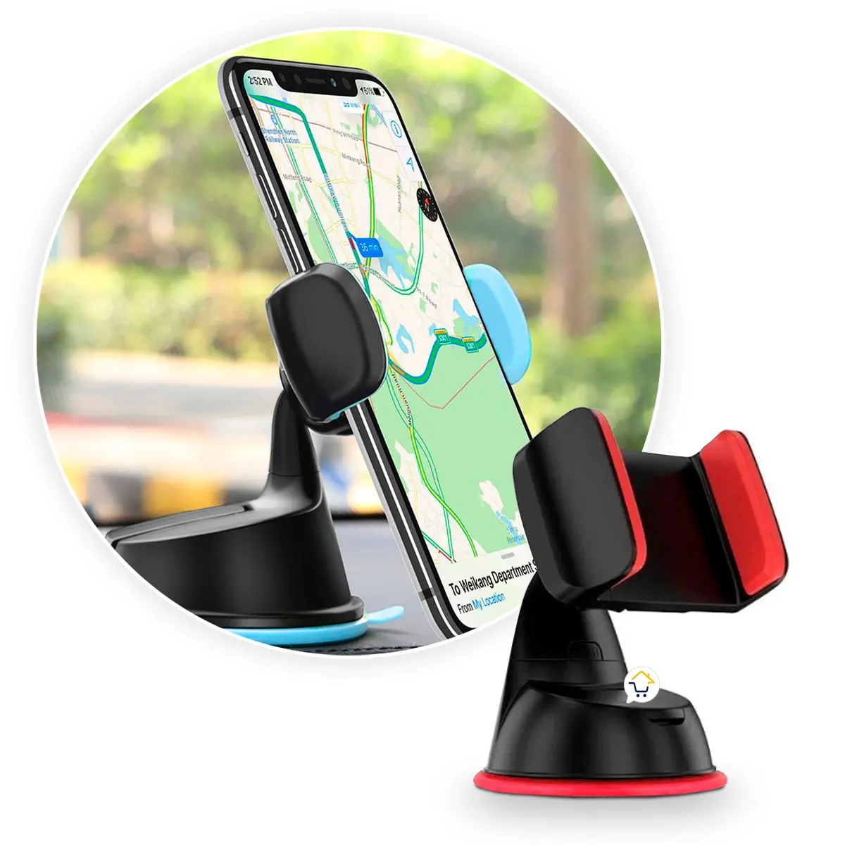 Soporte para carro con ventosa, teléfono en navegación GPS y rotación 360°