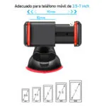 Soporte universal para carro con ventosa, rotación 360°, para móviles de 3.5-7 pulgadas.