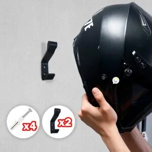 Soporte de pared para casco de moto y llaves, incluye 2 soportes y 4 tornillos.