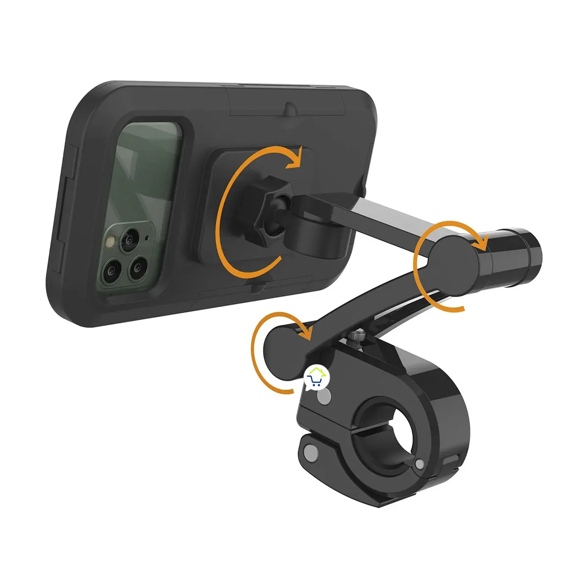 Soporte impermeable para celular de moto y bicicleta con brazo articulado ajustable.