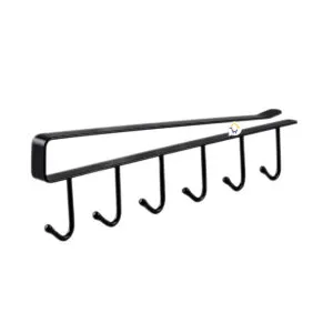 Set de 4 ganchos negros para colgar tazas y vasos, organizador de cocina colgante.