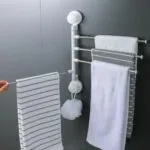 Soporte de toallas con ventosas, giratorio, 3 brazos extensibles, de pared, para baño
