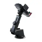 Soporte de celular universal para carro con ventosa y brazo ajustable.