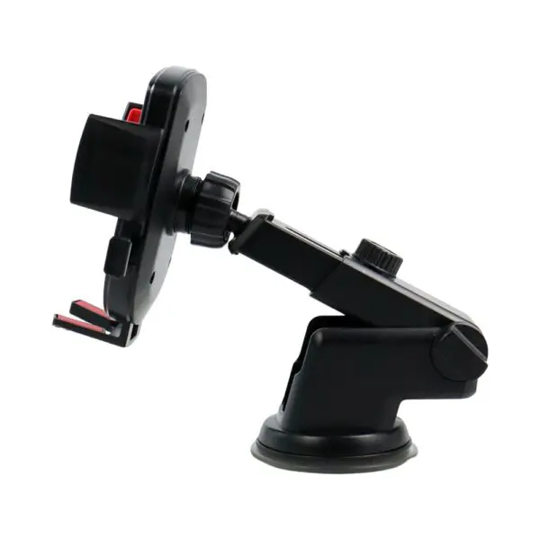 Soporte universal de celular para carro con ventosa y brazo ajustable.