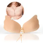 Sujetador adhesivo lavable levantador de busto con cordón ajustable para realzar el escote.