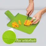 Tabla de cortar plegable antideslizante para cocina, corta pimientos, diseño verde.