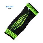 Tobillera deportiva ortopédica de compresión talla única M/XL en negro con detalles verdes.