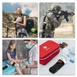 Torniquete médico de emergencia para uso con una sola mano, ideal para excursionistas, militares y primeros auxilios.
