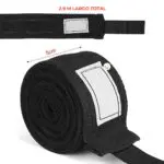 Vendas de boxeo negras de 5 cm de ancho, 2.9 m de largo total, ideales para kickboxing y muay thai.