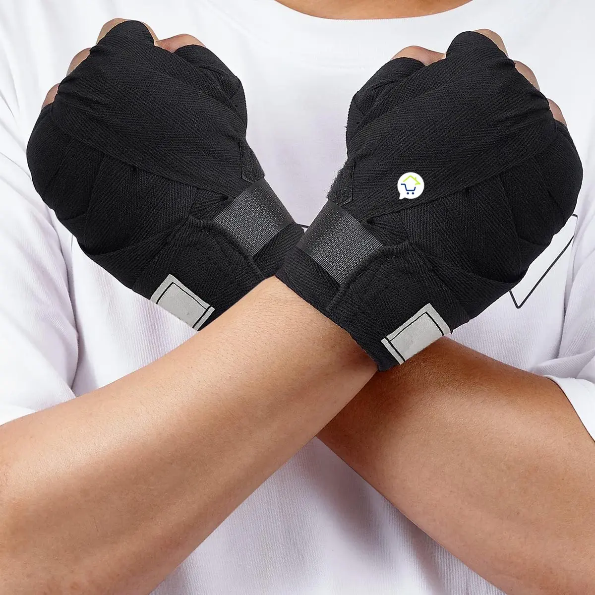 Vendas de boxeo negras para deportes de combate, listas para entrenar.
