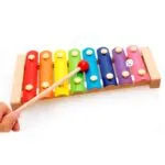 Xilófono infantil de 6 tonos con baqueta, colores arcoíris, juguete musical para niños.