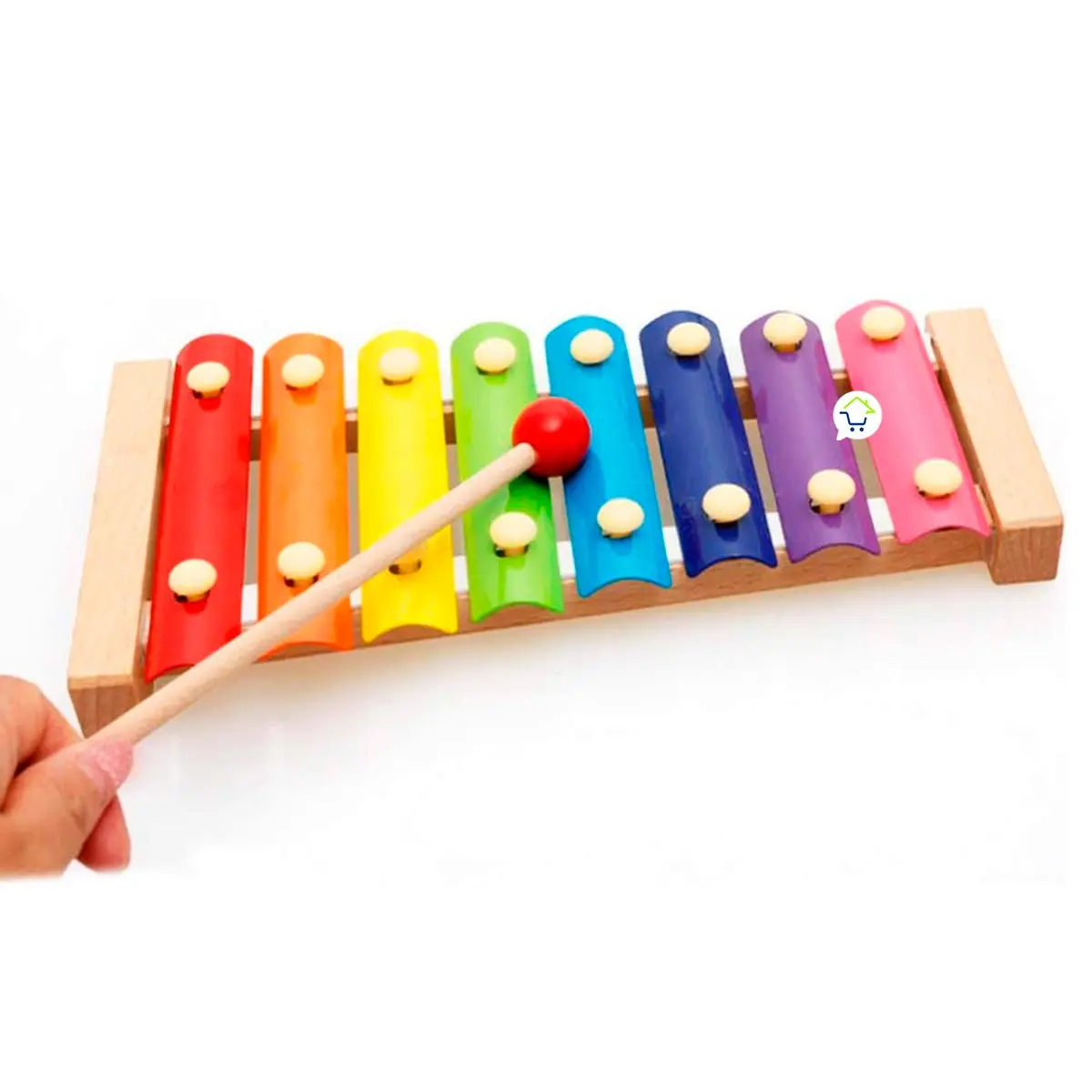 Xilófono infantil de 6 tonos con baqueta, colores arcoíris, juguete musical para niños.