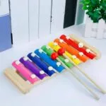 Xilófono infantil 6 tonos arcoíris con baquetas, juguete musical para niños.