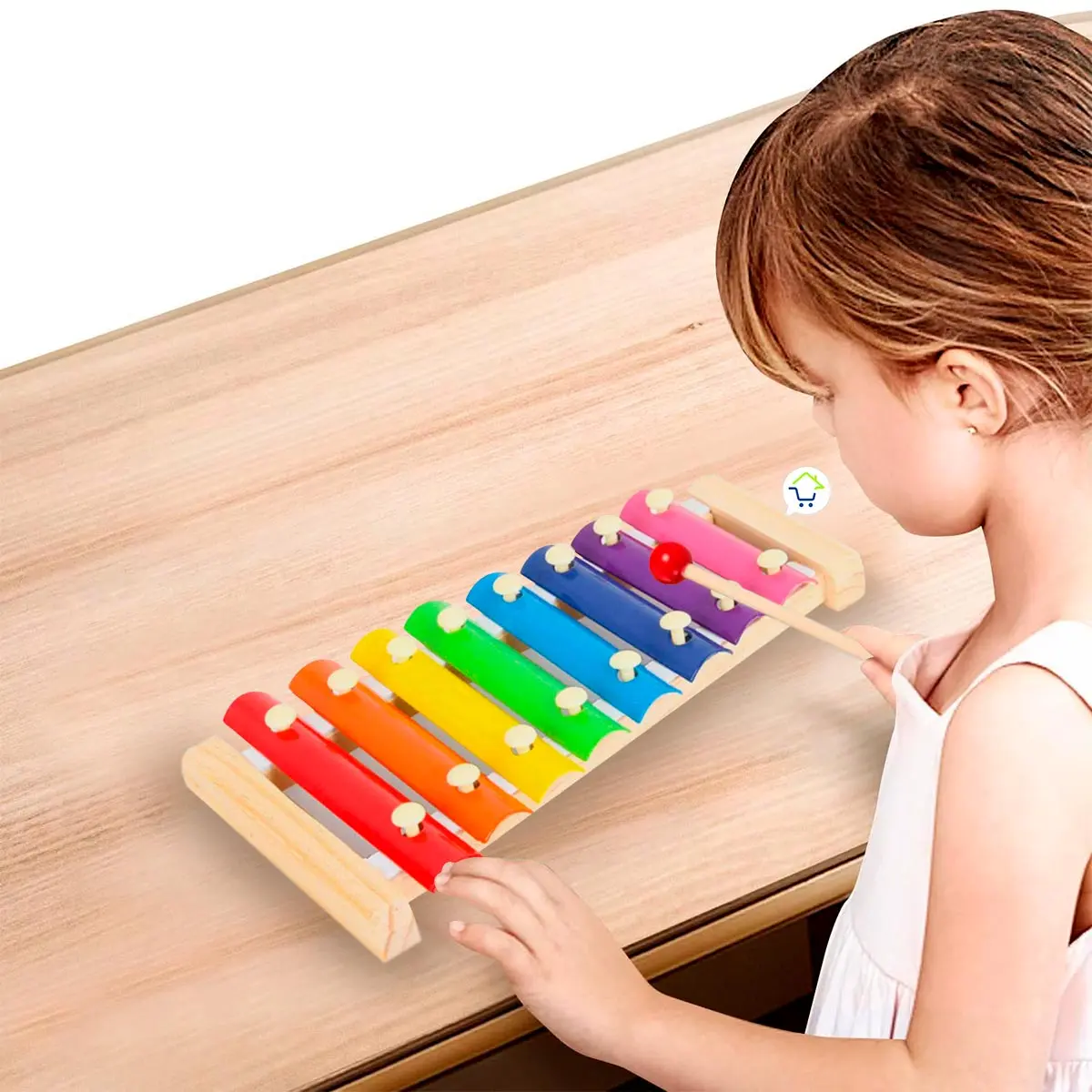 Xilófono infantil de 6 tonos para niños, marimba musical colorida para aprendizaje y juego.
