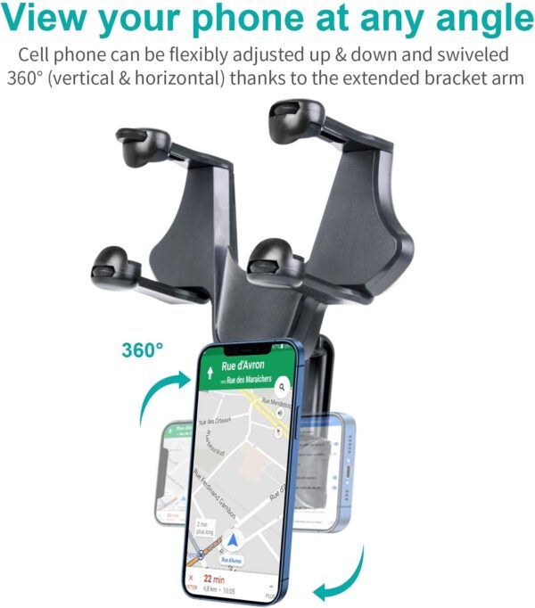 Soporte Celular Para Retrovisor Auto Expandible Rotación 360 - Imagen 5