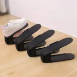 Set x4 Organizador de Zapatos para zapatillas deportivas blancas y rosadas, ahorra espacio.