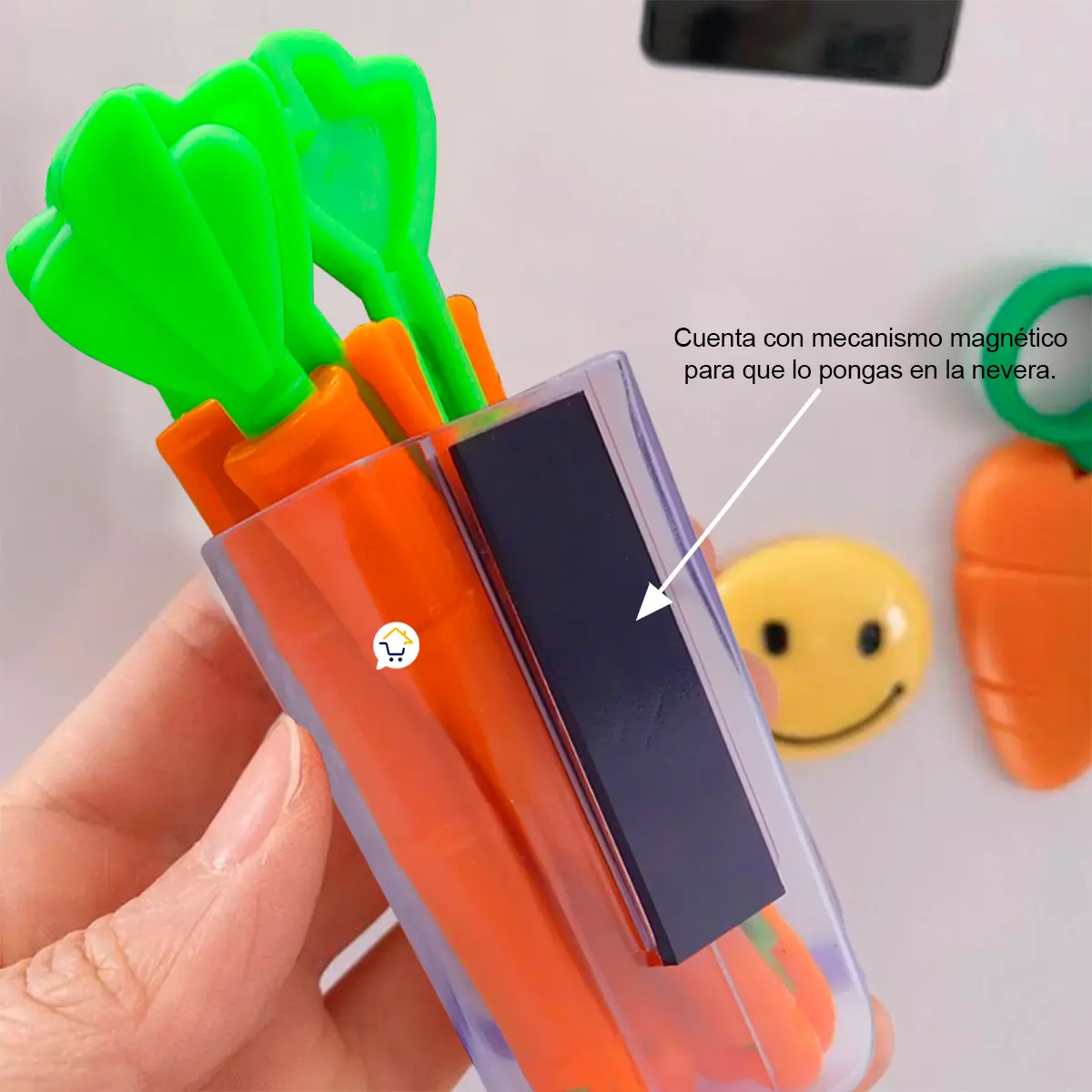Clip sellador de bolsas magnético con diseño de zanahoria hermético, ideal para nevera.