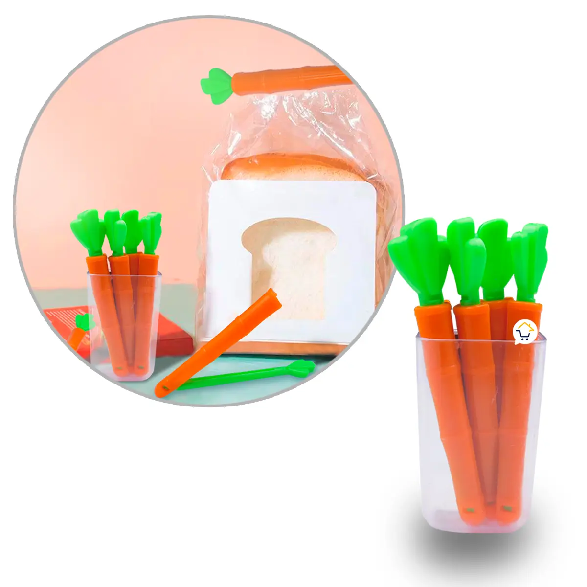 Set x10 clips selladores de bolsas en forma de zanahoria, herméticos y magnéticos para mantener alimentos frescos.