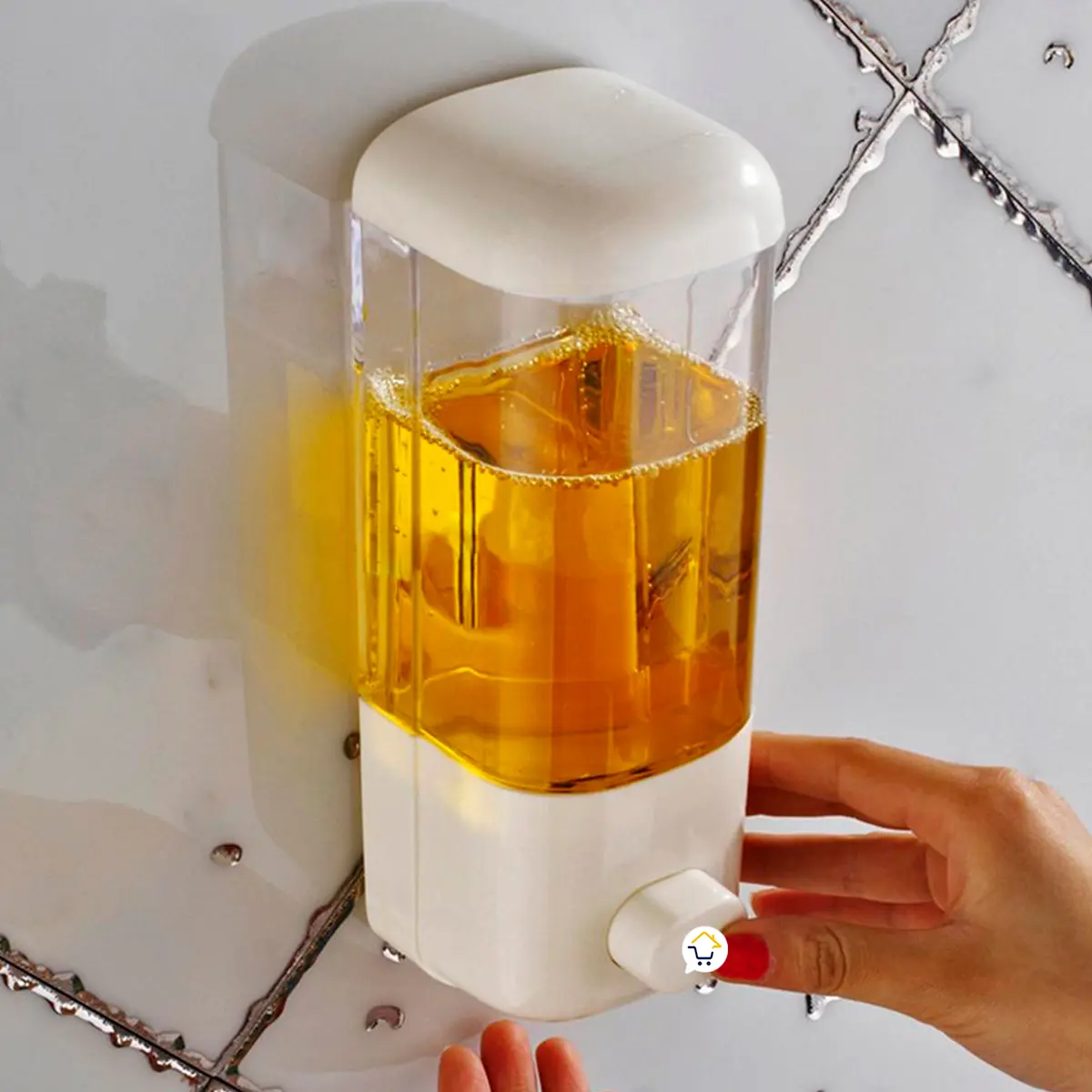 Dispensador de jabón líquido antibacterial de 380ml con dosificador manual.