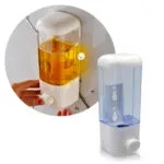 Dispensador de jabón líquido antibacterial con dosificador de 380 ml, ideal para shampoo o crema.