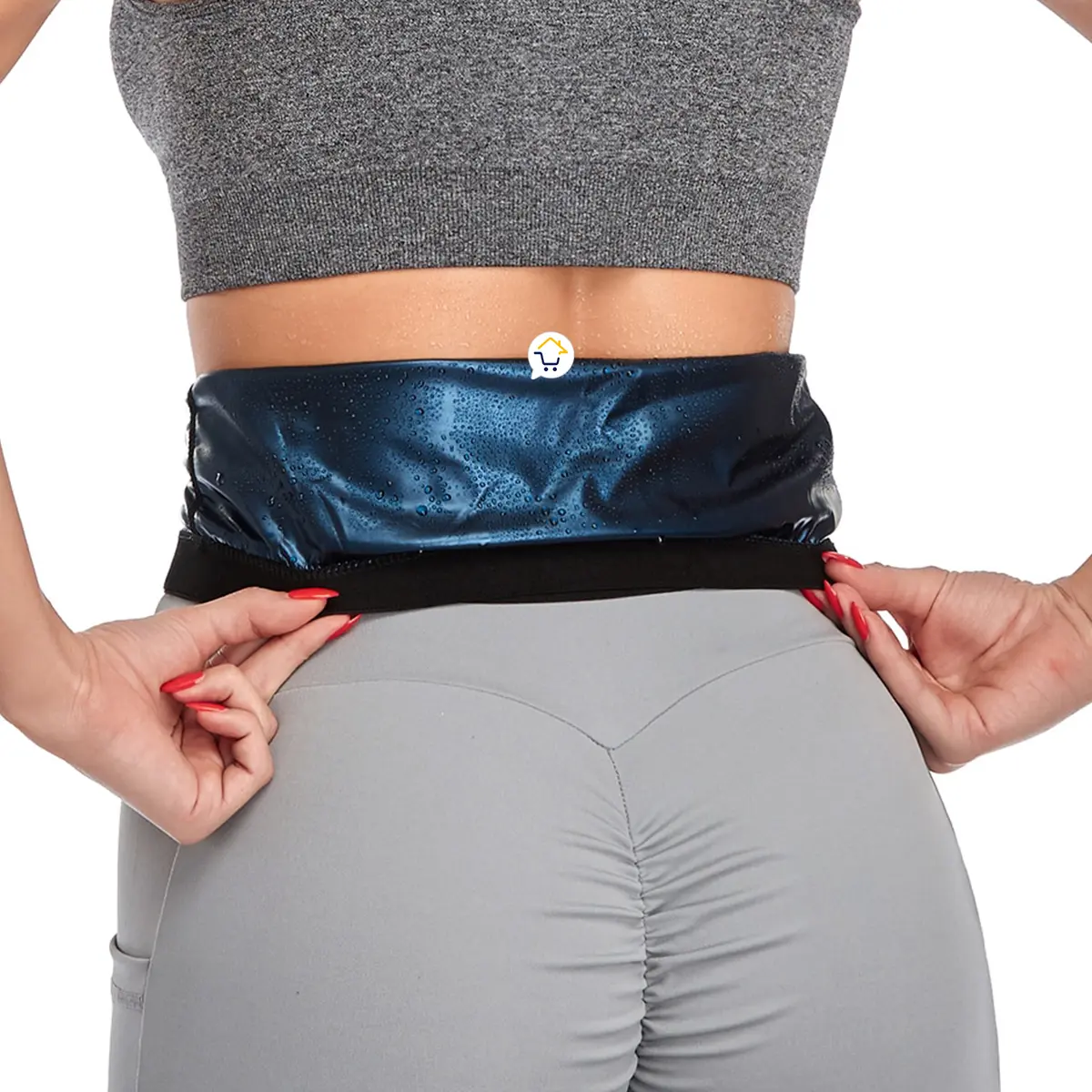 Faja reductora sauna para mujer con sudor en la cintura, diseño ajustado.