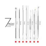 Kit extractor de acné 7 piezas: removedor de espinillas y puntos negros con herramientas de precisión.