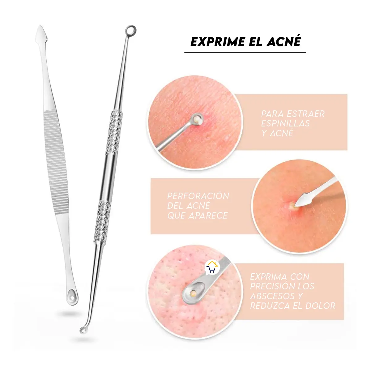 Kit extractor de acné: 7 piezas para eliminar espinillas y puntos negros con precisión.