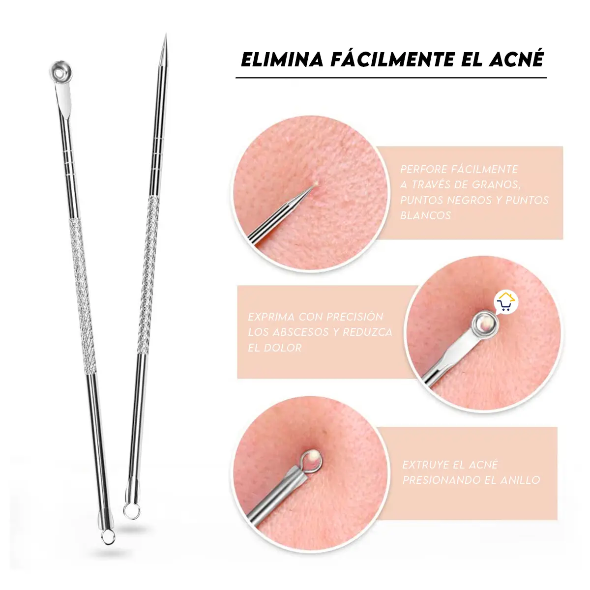 Kit extractor de acné: remueve espinillas, puntos negros y blancos con precisión.