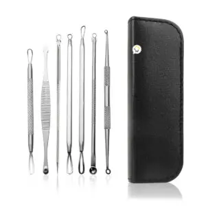 Kit de 7 extractores de espinillas y removedor de acné con estuche para puntos negros.