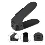 Set x4 organizador de zapatos apilable vertical negro, ahorra espacio.