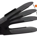 Set x4 Organizador de Zapatos en capas apilables, diseño negro con agujeros.