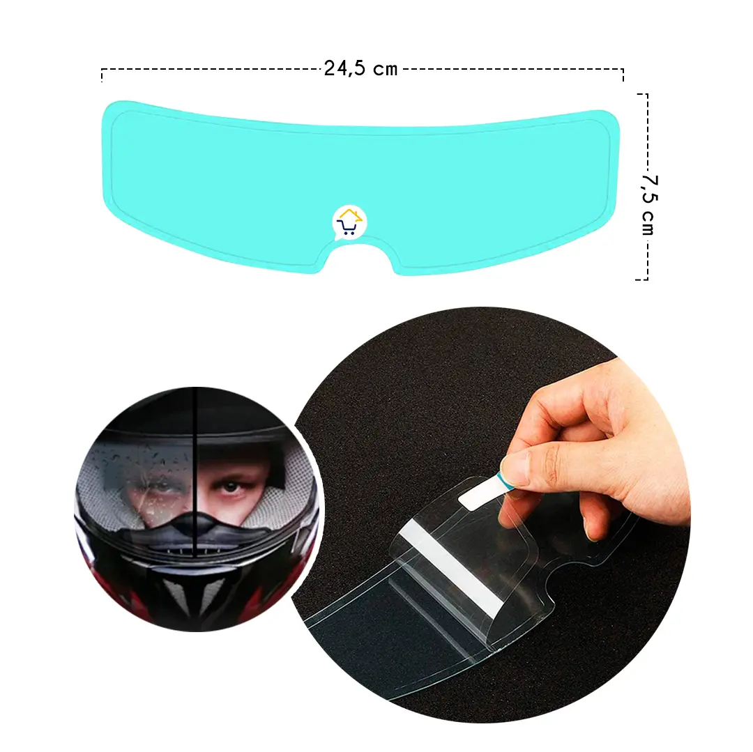 Película antivaho adhesiva para visor de casco de moto: set x2 antiempañante.