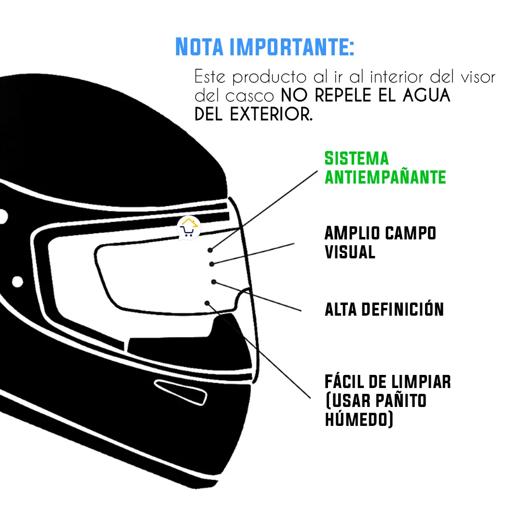 Película antivaho para visor de casco de moto: sistema antiempañante, amplio campo visual, alta definición, fácil de limpiar.