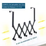 Perchero plegable 5 ganchos para puerta, extensible hasta 52cm, ideal para organizar.